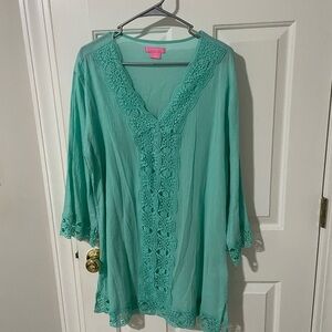 Large gauzy aqua tunic